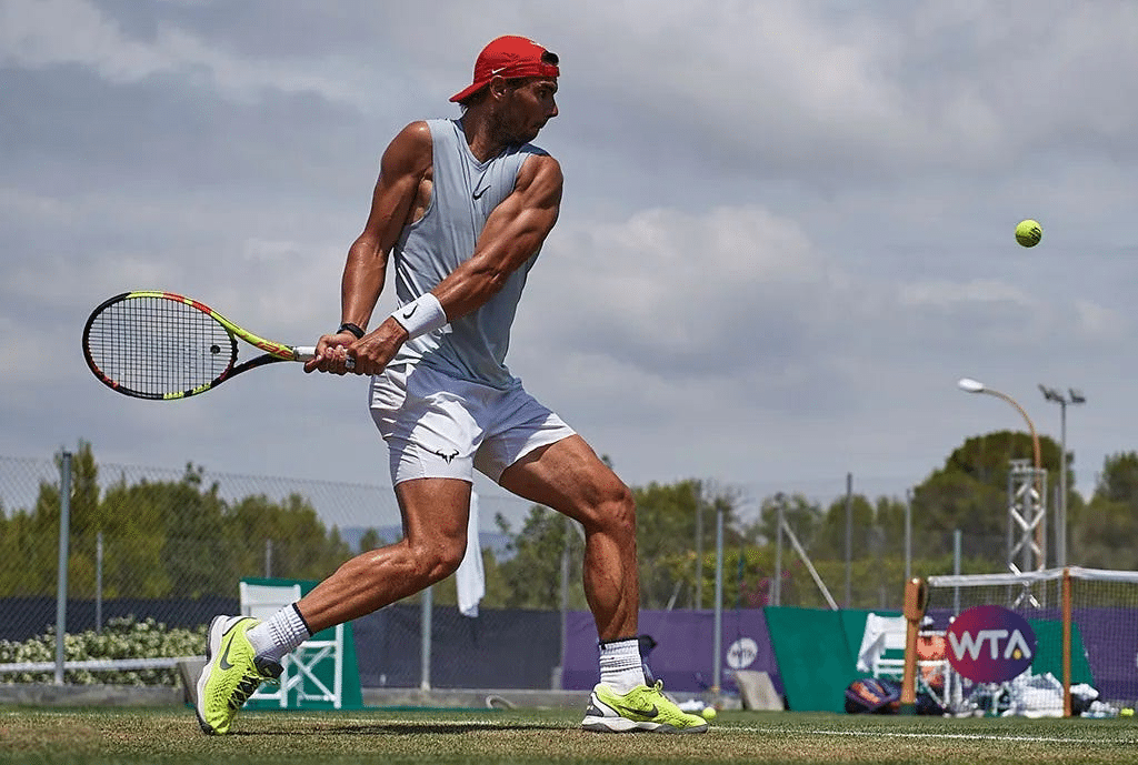 A man playing tennis